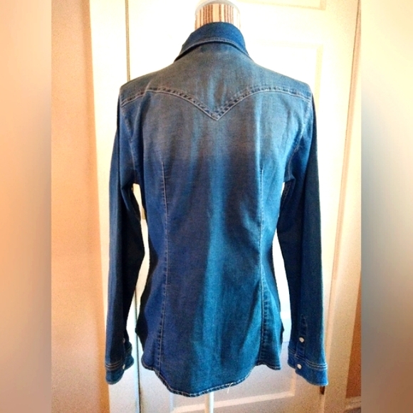 True Religion Pearl Snap Western Denim Shirt - l & xl - Picture 6 of 12